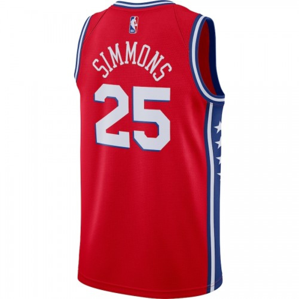 Men's Philadelphia 76ers Ben Simmons #25 Jordan Red 2020/21 Swingman Jersey-Statement Edition-Pro Kit Vault | Brand New 26/27 Sports Jerseys